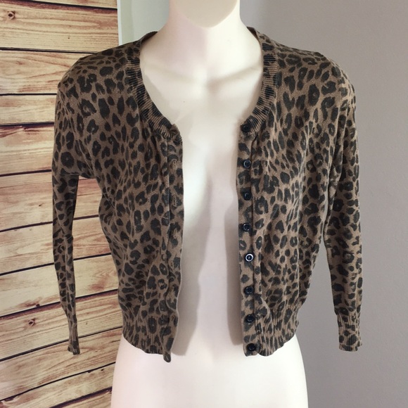 leopard print cropped cardigan